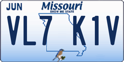 MO license plate VL7K1V