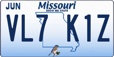 MO license plate VL7K1Z