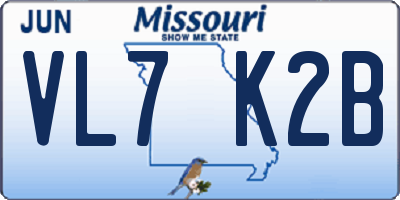 MO license plate VL7K2B