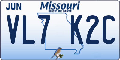 MO license plate VL7K2C