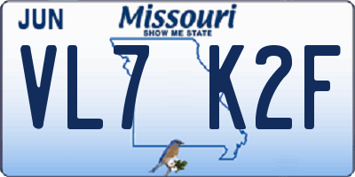MO license plate VL7K2F