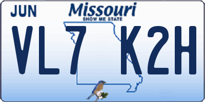 MO license plate VL7K2H