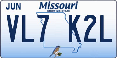 MO license plate VL7K2L