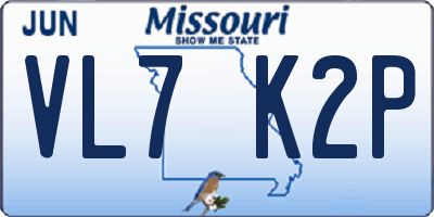 MO license plate VL7K2P