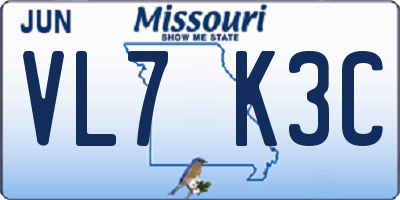 MO license plate VL7K3C