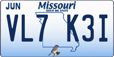 MO license plate VL7K3I