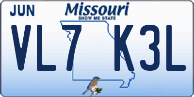 MO license plate VL7K3L