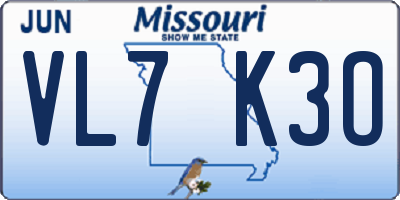 MO license plate VL7K3O