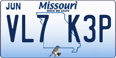 MO license plate VL7K3P