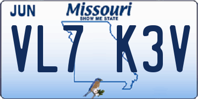 MO license plate VL7K3V