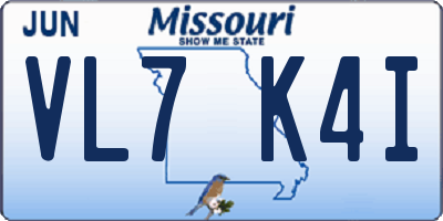 MO license plate VL7K4I
