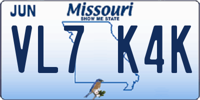 MO license plate VL7K4K