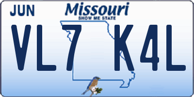 MO license plate VL7K4L
