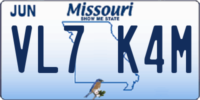 MO license plate VL7K4M