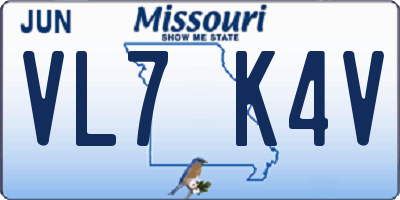 MO license plate VL7K4V