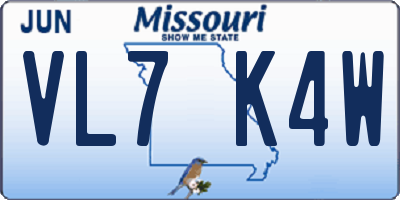 MO license plate VL7K4W