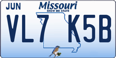 MO license plate VL7K5B