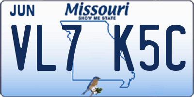MO license plate VL7K5C