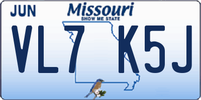 MO license plate VL7K5J