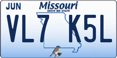 MO license plate VL7K5L