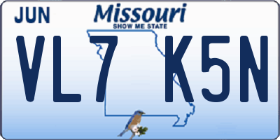 MO license plate VL7K5N