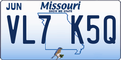 MO license plate VL7K5Q