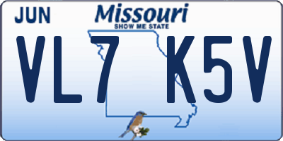 MO license plate VL7K5V
