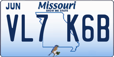 MO license plate VL7K6B