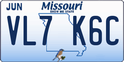 MO license plate VL7K6C
