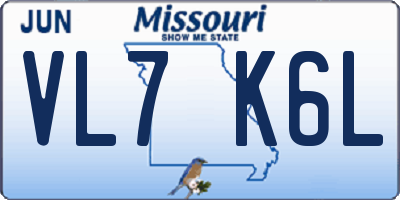 MO license plate VL7K6L