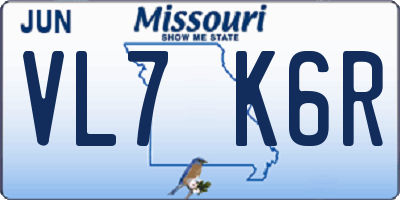 MO license plate VL7K6R