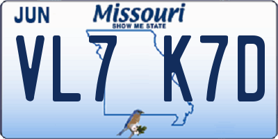 MO license plate VL7K7D