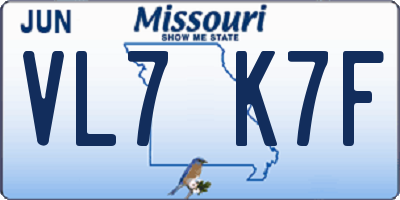 MO license plate VL7K7F