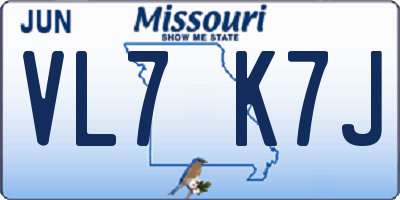 MO license plate VL7K7J