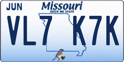 MO license plate VL7K7K