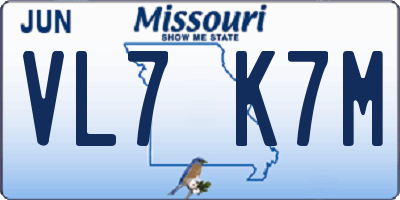 MO license plate VL7K7M