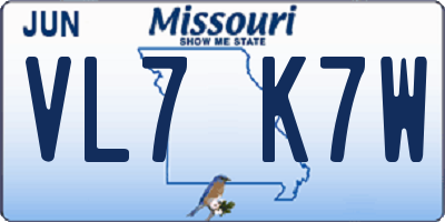 MO license plate VL7K7W