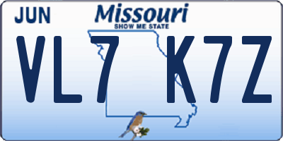 MO license plate VL7K7Z