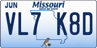 MO license plate VL7K8D