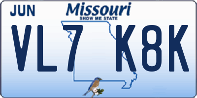 MO license plate VL7K8K