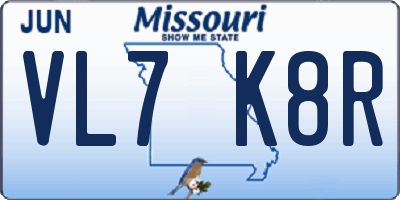 MO license plate VL7K8R
