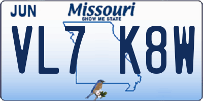 MO license plate VL7K8W