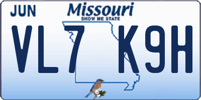 MO license plate VL7K9H