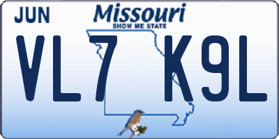 MO license plate VL7K9L