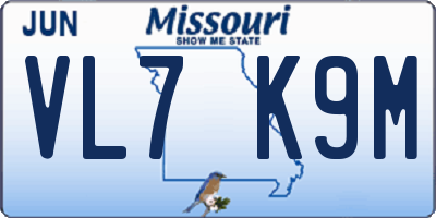 MO license plate VL7K9M