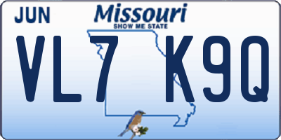 MO license plate VL7K9Q