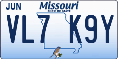 MO license plate VL7K9Y