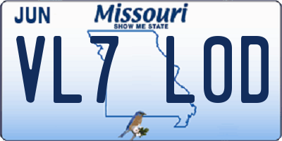 MO license plate VL7L0D
