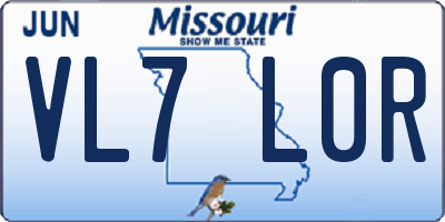 MO license plate VL7L0R