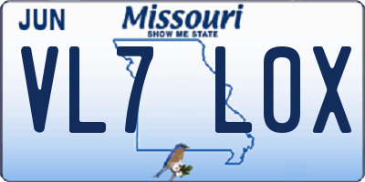 MO license plate VL7L0X